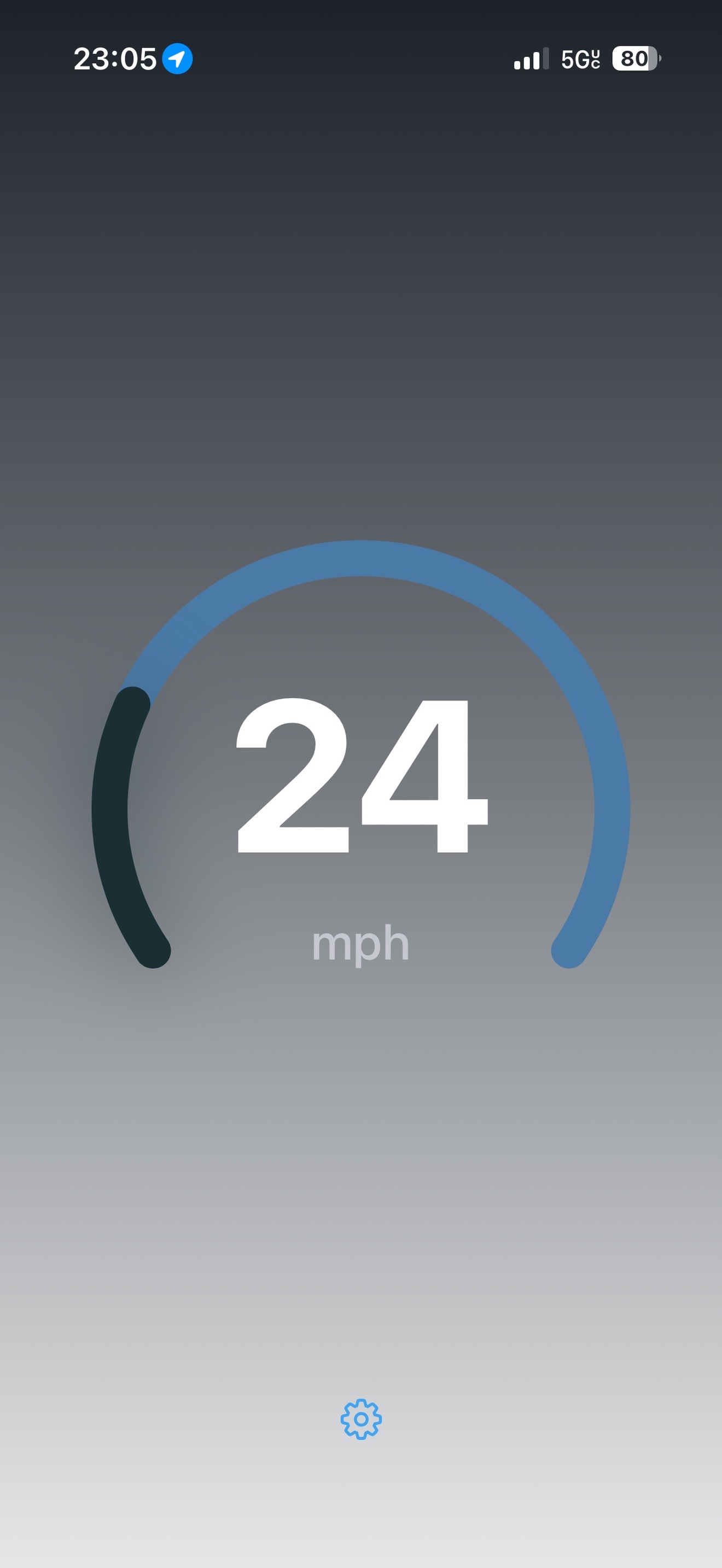 Speedometer One showing 24 mph in day mode