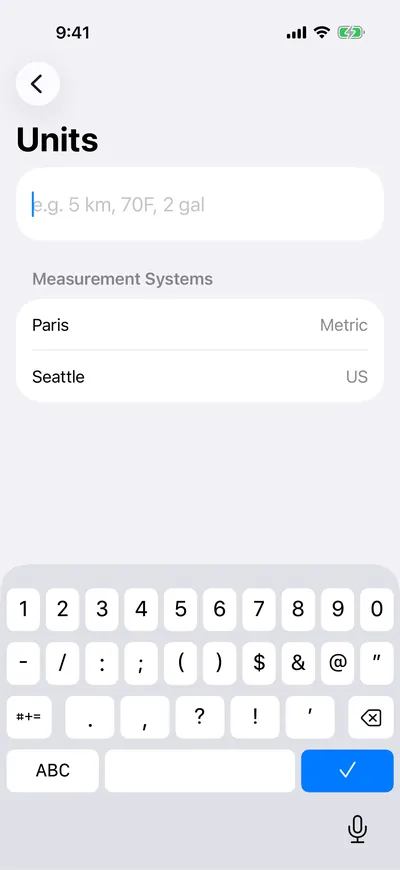 Unit Converter with the measurement field and Measurement Systems: Paris Metric, Seattle US.
